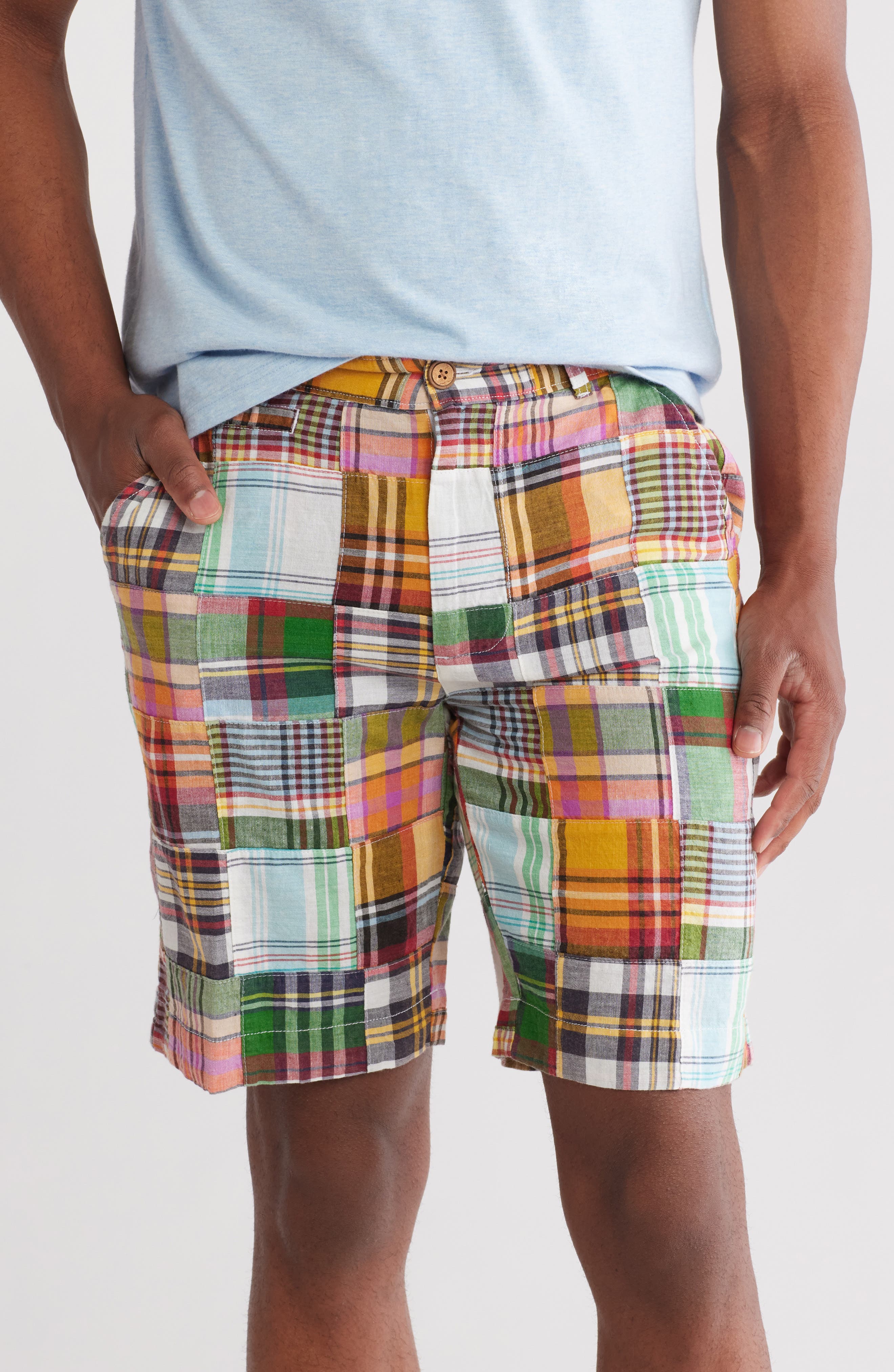 Vintage 1946 Acid Wash Patchwork Madras Plaid Shorts