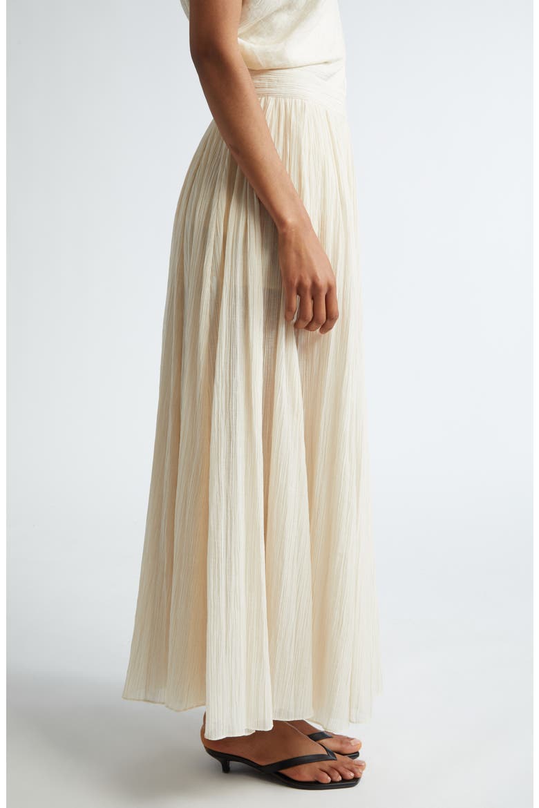Semisheer Plissé Maxi Skirt, Alternate, color, MERINGUE