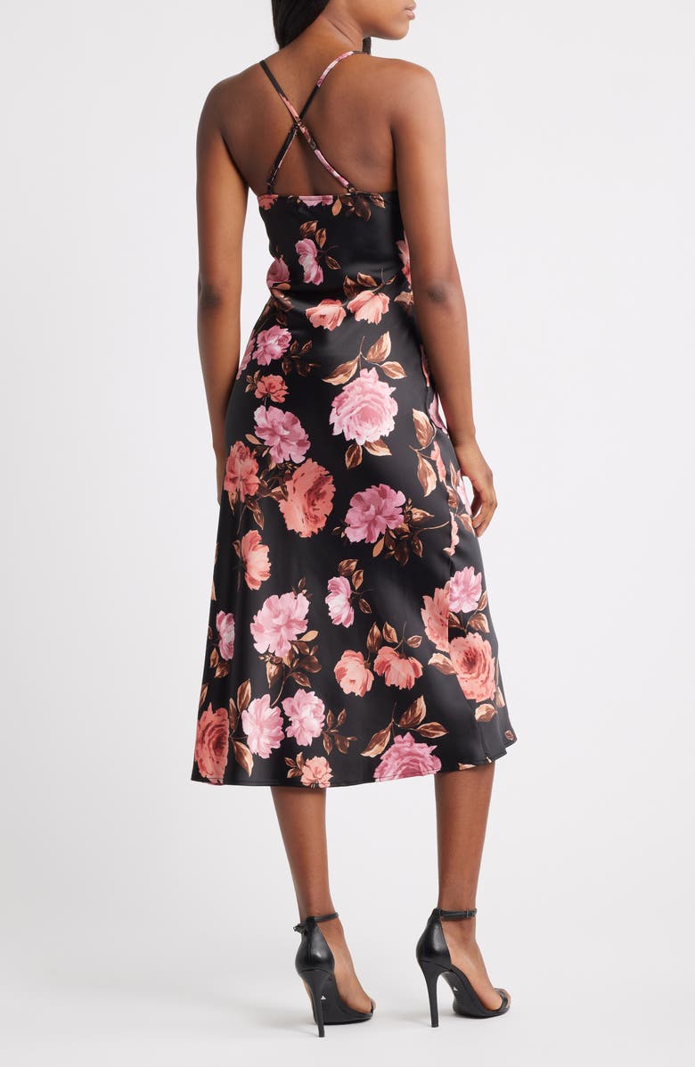 Emerald Sundae Floral Sprint Sleevless Satin Cocktail Dress, Alternate, color,