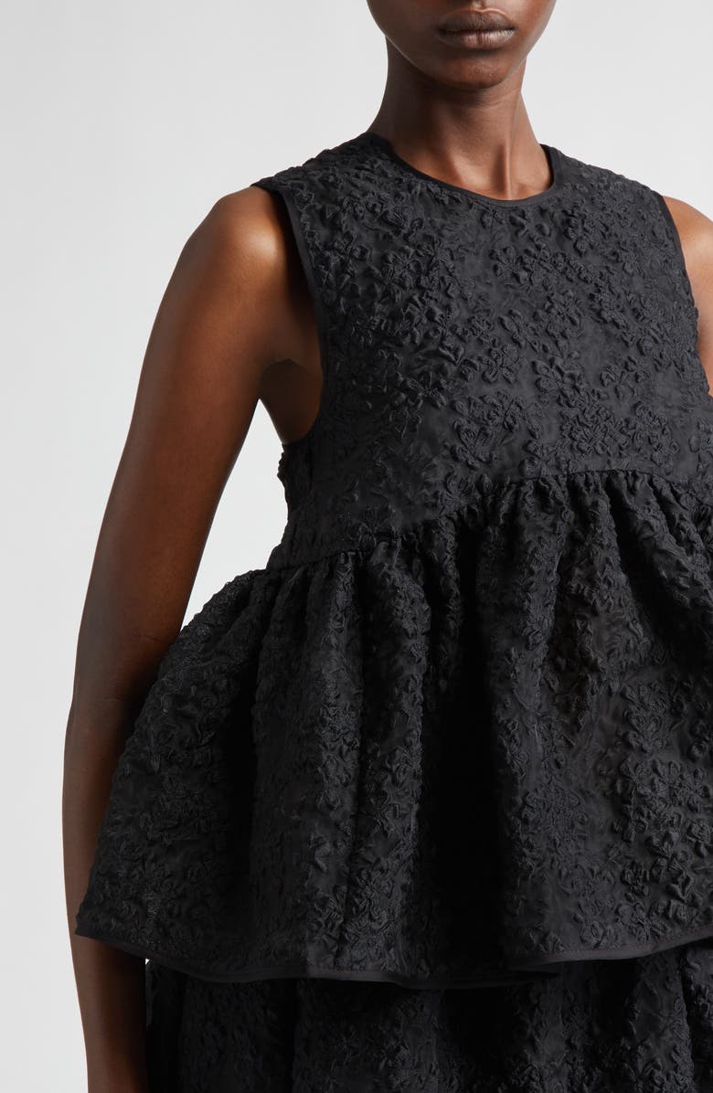 Cecilie Bahnsen Cora Grasmere Matelassé Babydoll Top, Alternate, color, Black Grasmere Matelass