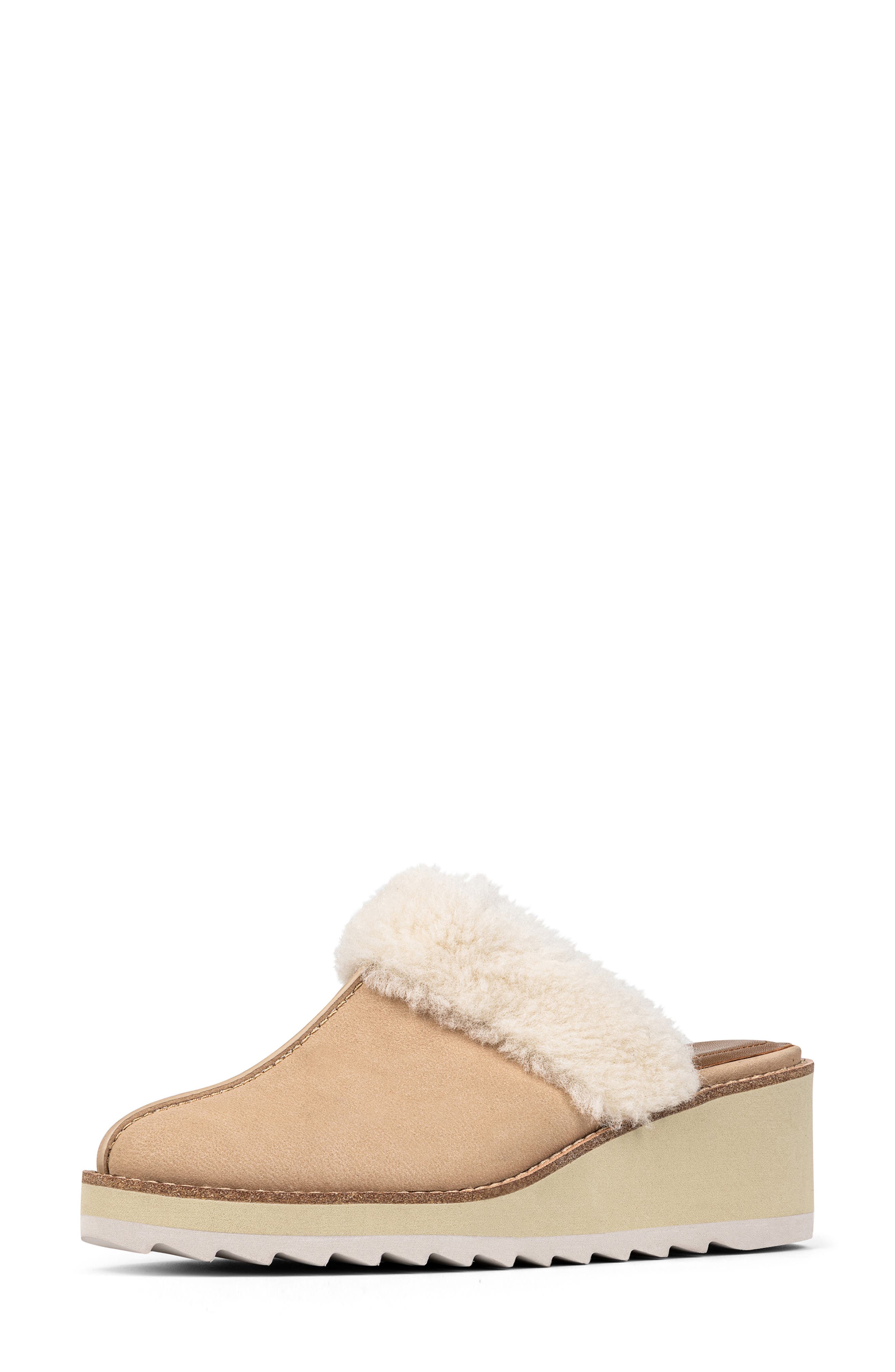 Donald Pliner Genuine Shearling Trim Wedge Mule, Alternate, color, 