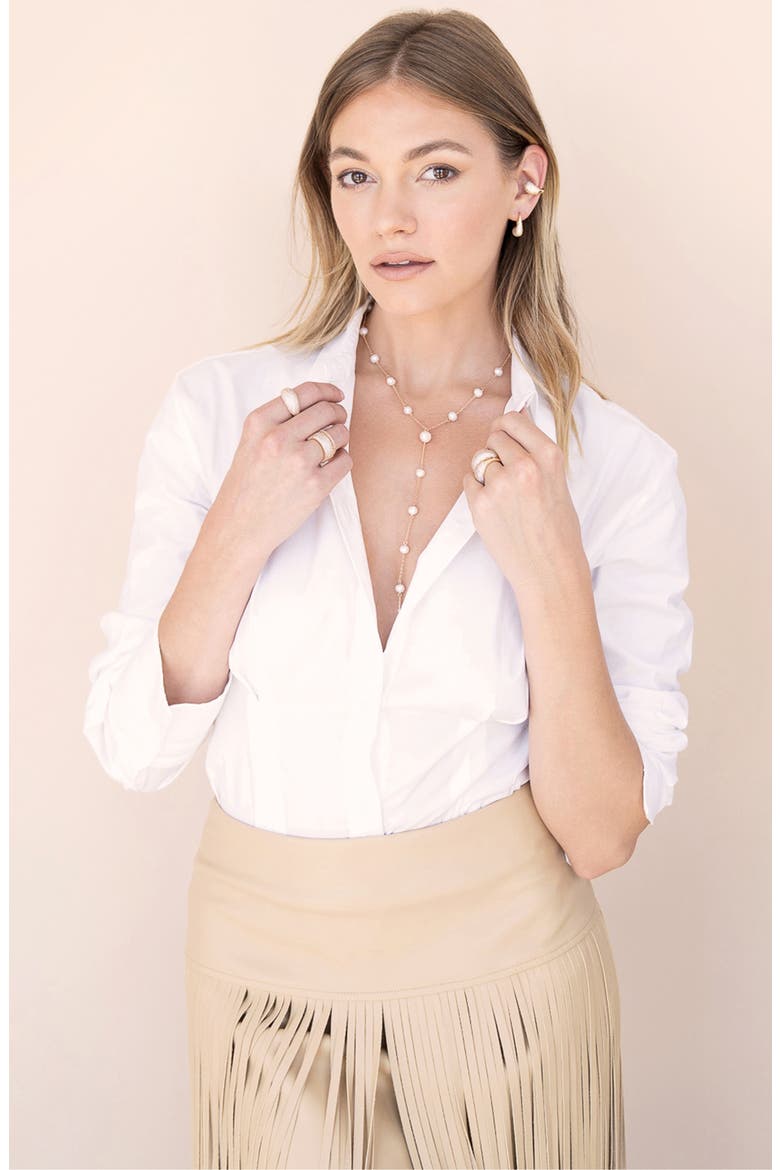 Dripping Freshwater Pearl Y-Necklace, Alternate, color, GOLD