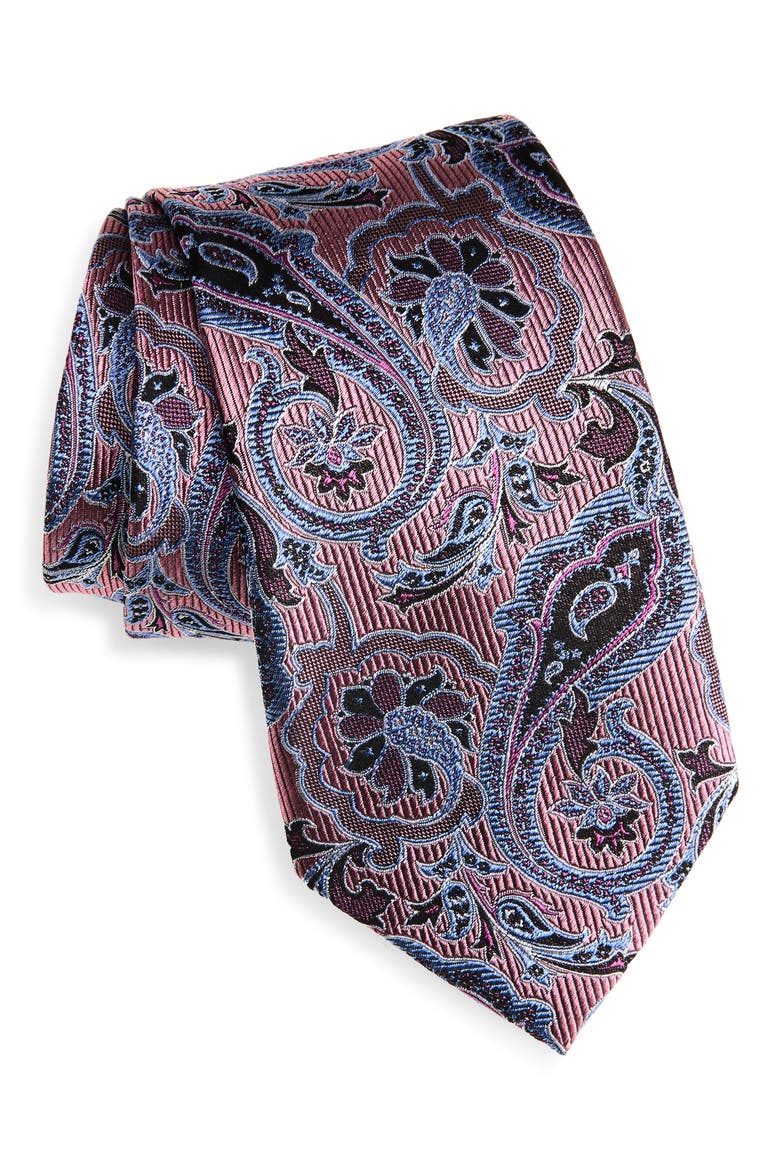 Floral Paisley Silk Tie, Main, color, PINK
