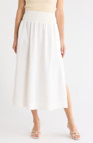 Ellen Tracy Smocked Waist Maxi Skirt