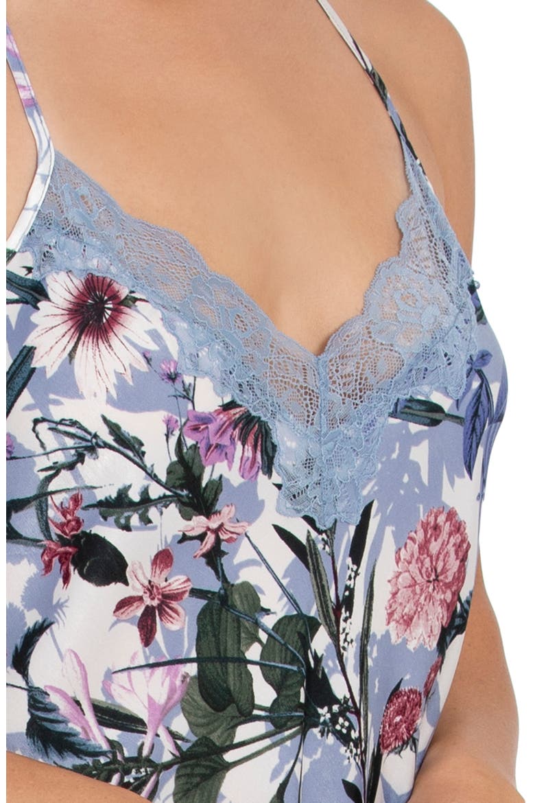 Michelle Lace Trim Floral Chemise, Alternate, color, AQUA