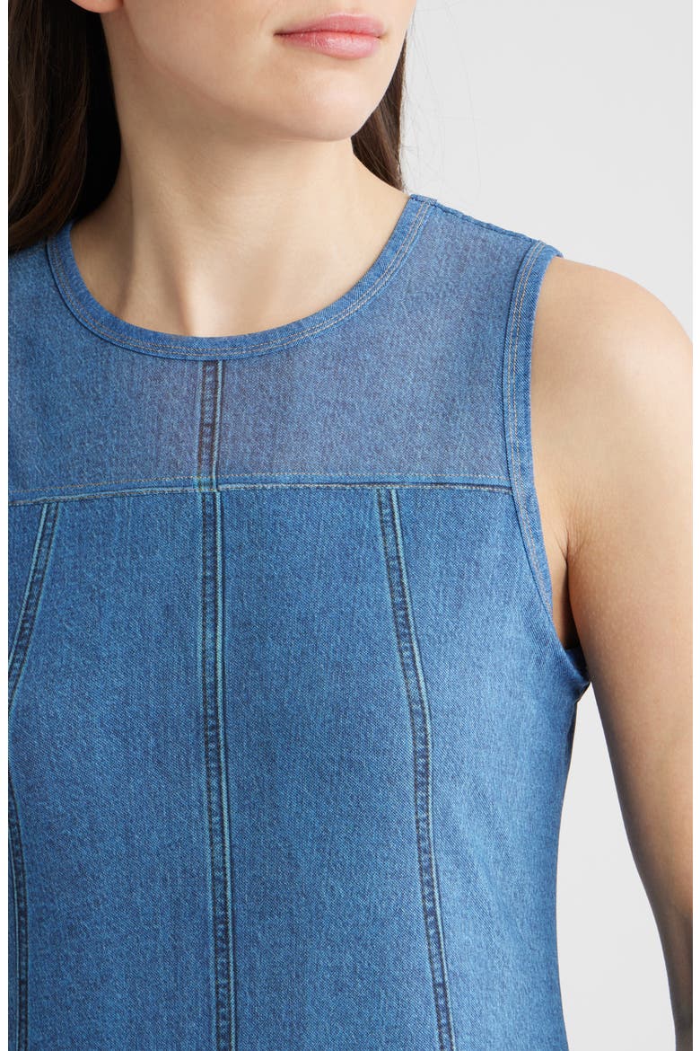 Denim & Mesh Minidress, Alternate, color, INDIGO