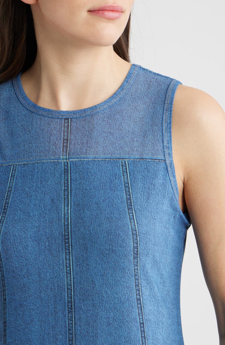 CITY BLUES Denim & Mesh Minidress, Alternate, color, Indigo