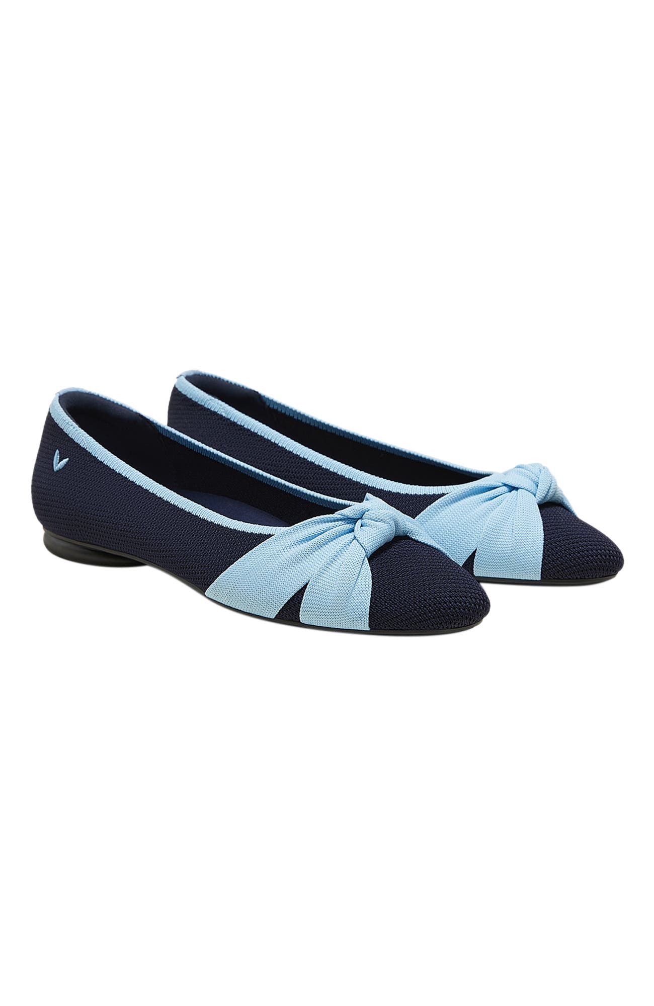 VIVAIA Almond-Toe Knotted Flats, Main, color, Navy Ice Blue