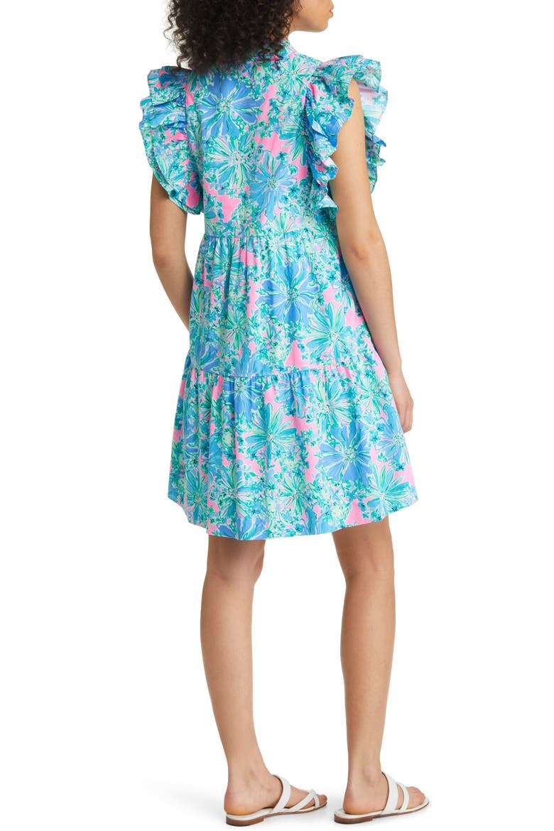 Aldena Floral Ruffle A-Line Minidress, Alternate, color, PINK GOOD HARE DAY
