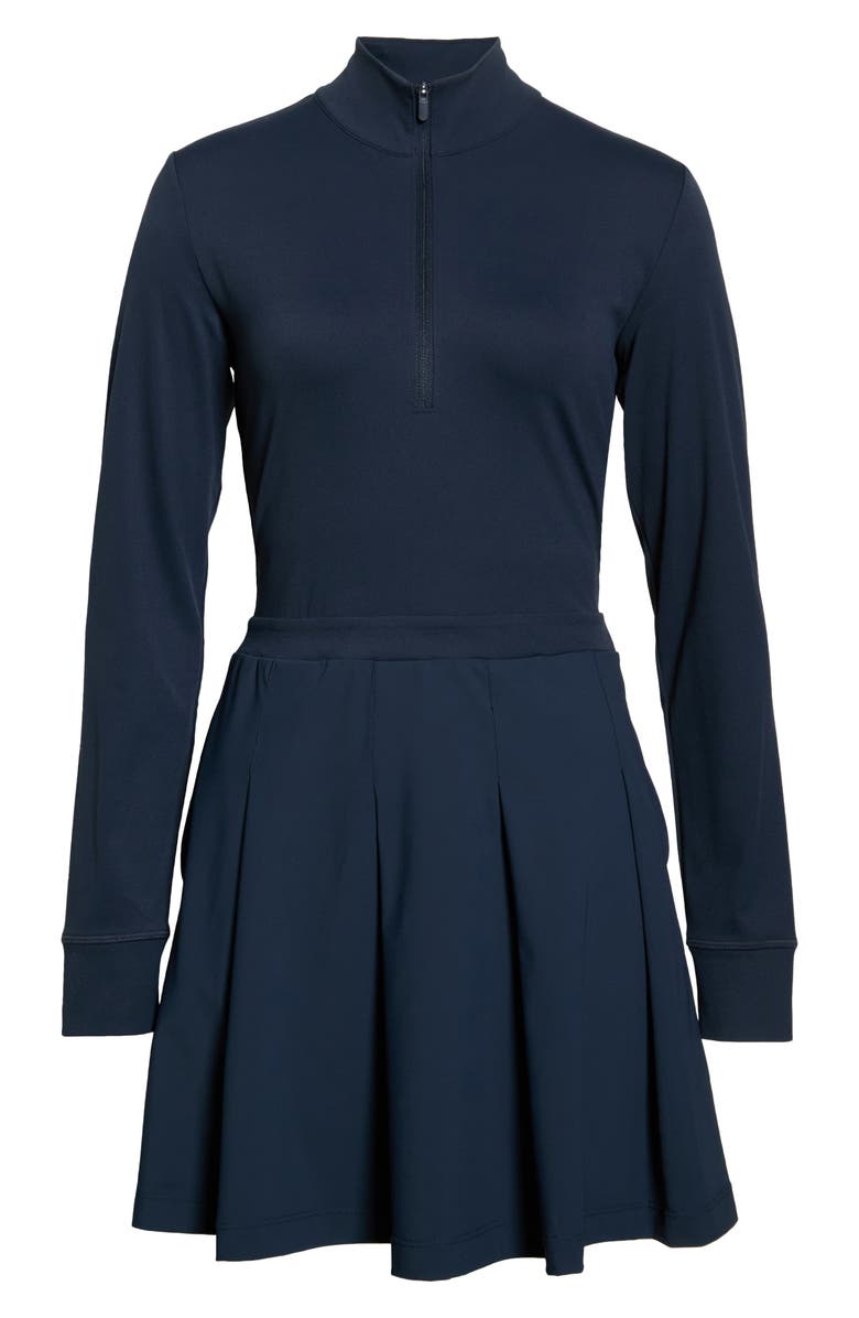 Zella Peak Hybrid Long Sleeve Skater Dress, Alternate, color, Navy Sapphire