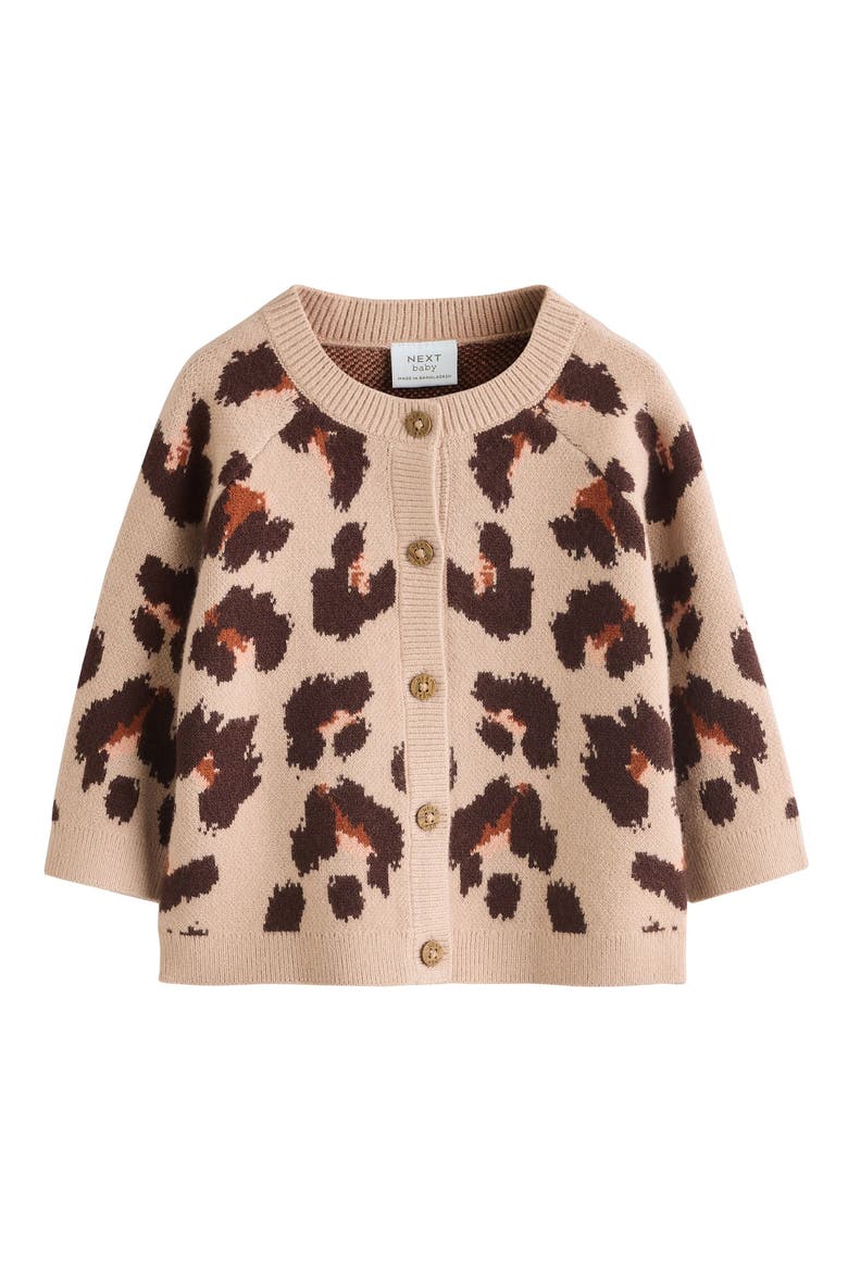 Leopard Jacquard Cardigan, Main, color, PINK