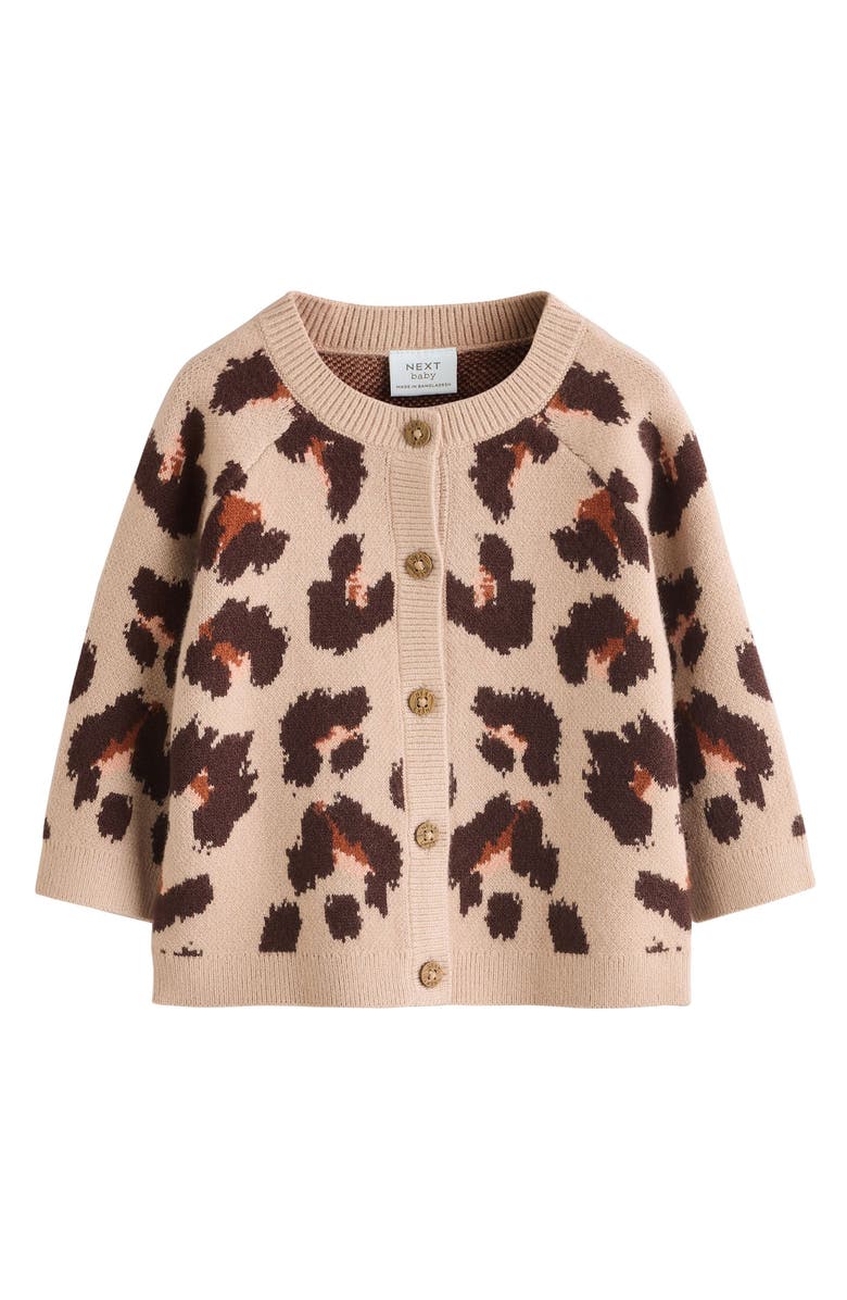 NEXT Leopard Jacquard Cardigan, Main, color, Pink