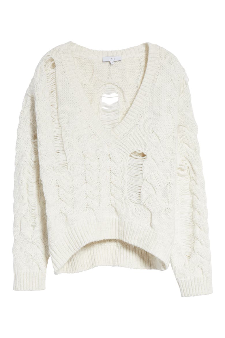 Fighla Distressed Sweater, Alternate, color, ECRU