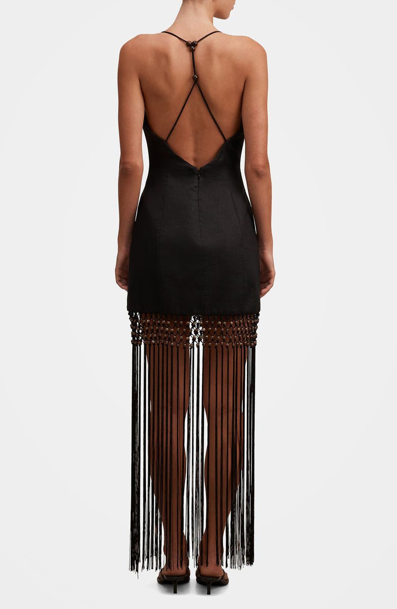 Ever New Rayna Macramé Fringe Maxi Dress, Alternate, color, Black