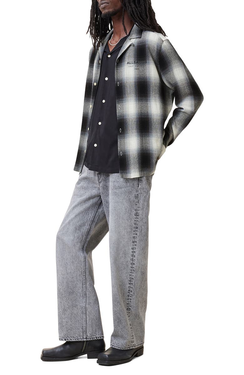 AllSaints Underfade Cotton Blend Flannel Button-Up Shirt, Alternate, color, 