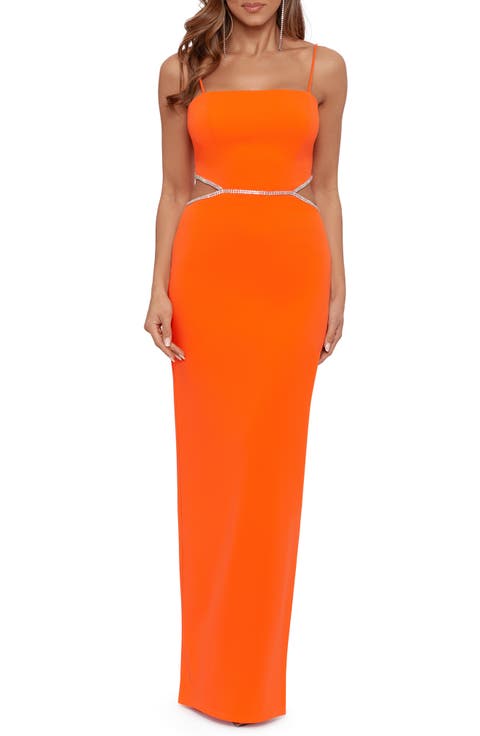 Xscape Side Cutout Scuba Crepe Gown