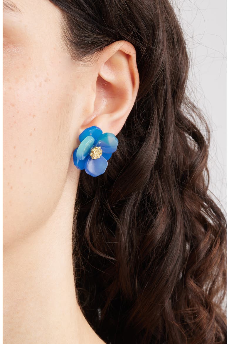 Floral Statement Stud Earrings, Alternate, color, BLUE MULTI- GOLD