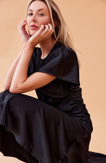 Flutter Sleeve Asymmetric Hem Dress