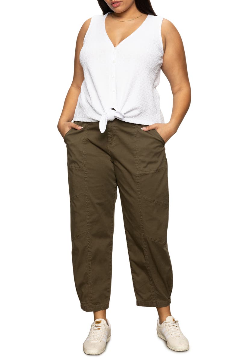 Sanctuary Vacation Textured Tie Front Button-Up Tank, Alternate, color, White