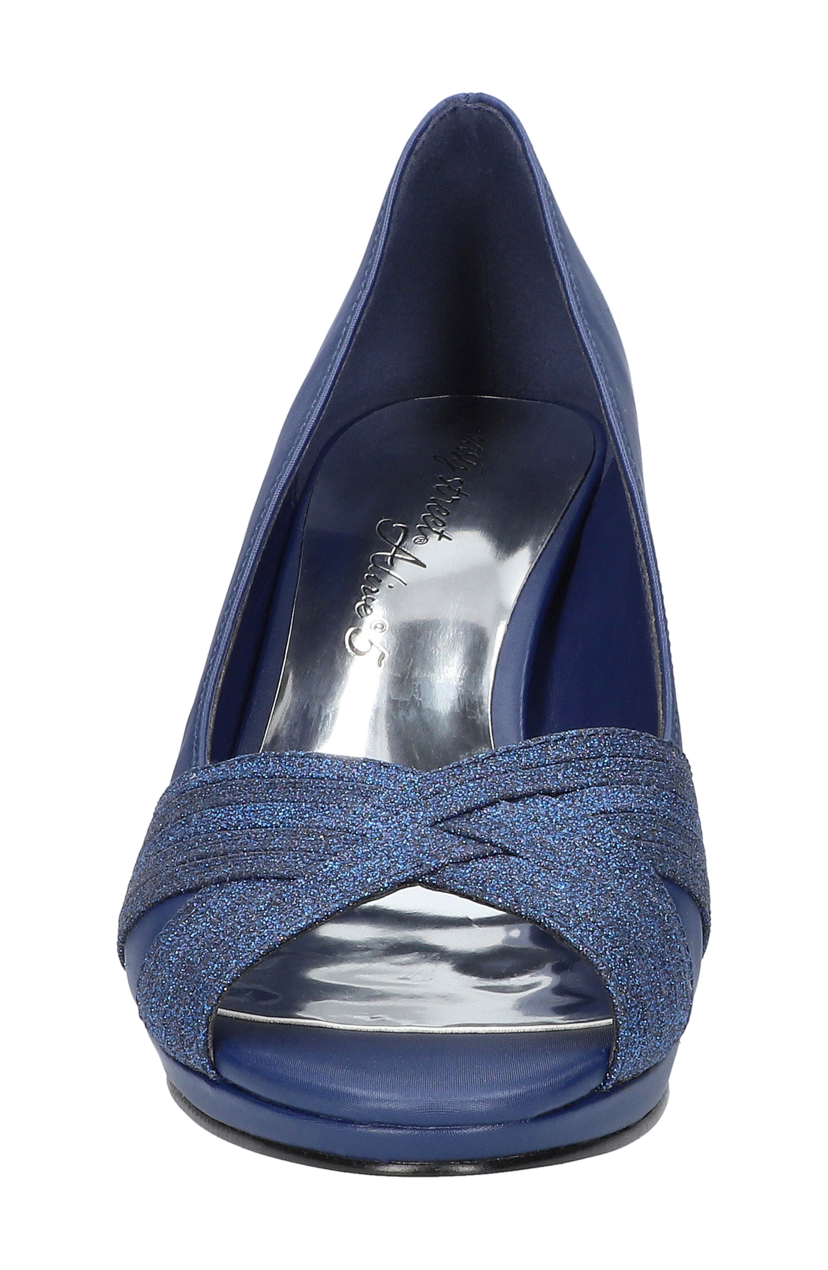 Lavish Peep Toe Pump, Alternate, color, NAVY SATIN