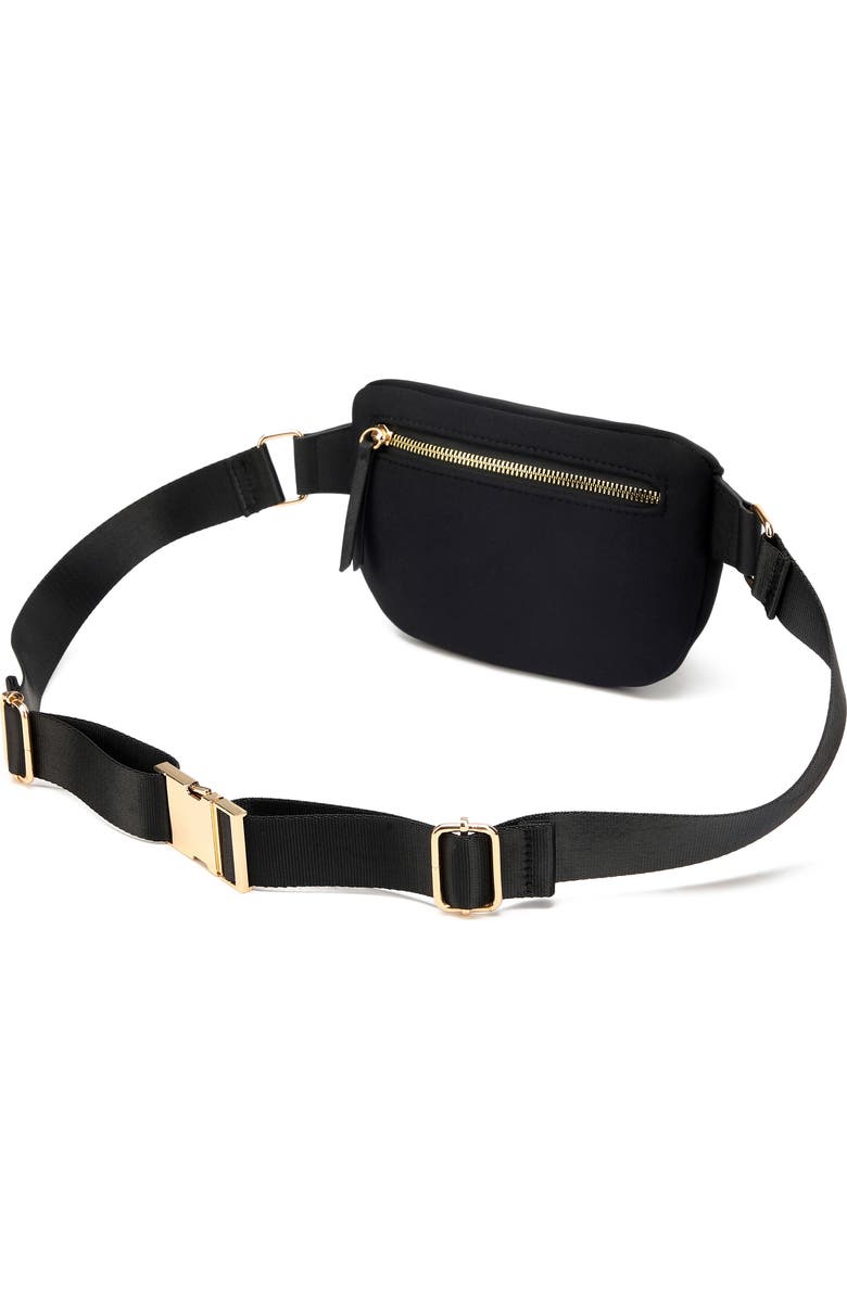 BADGLEY MISCHKA Sage Scuba and Vegan Leather Belt Bag, Alternate, color, Black