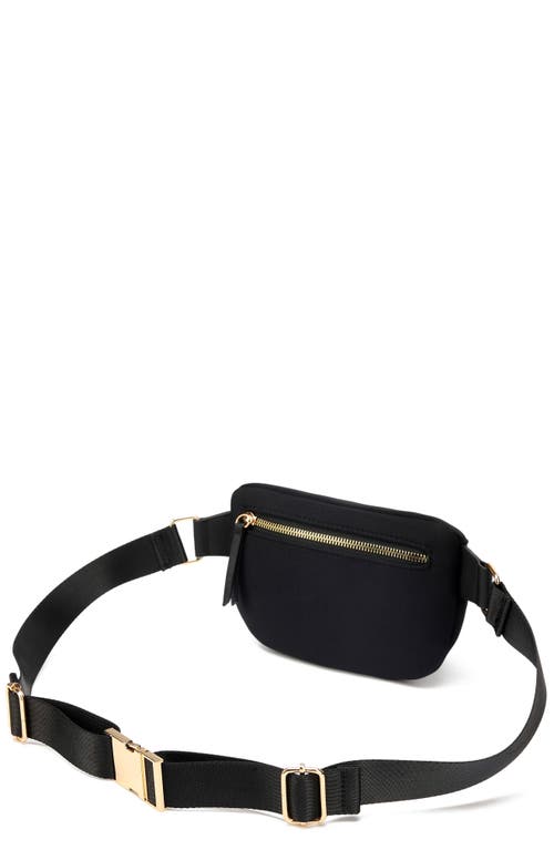 Badgley Mischka Sage Scuba And Vegan Leather Belt Bag In Black