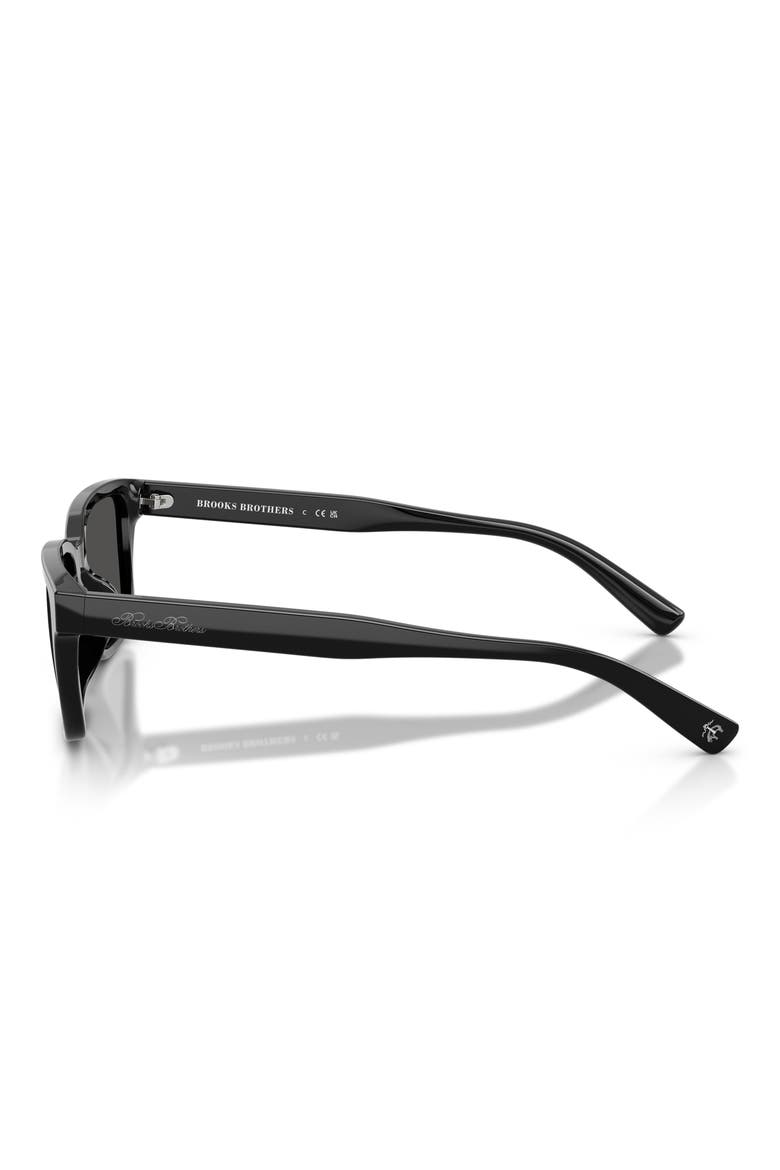 53mm Rectangular Sunglasses, Alternate, color, BLACK / DARK GREY