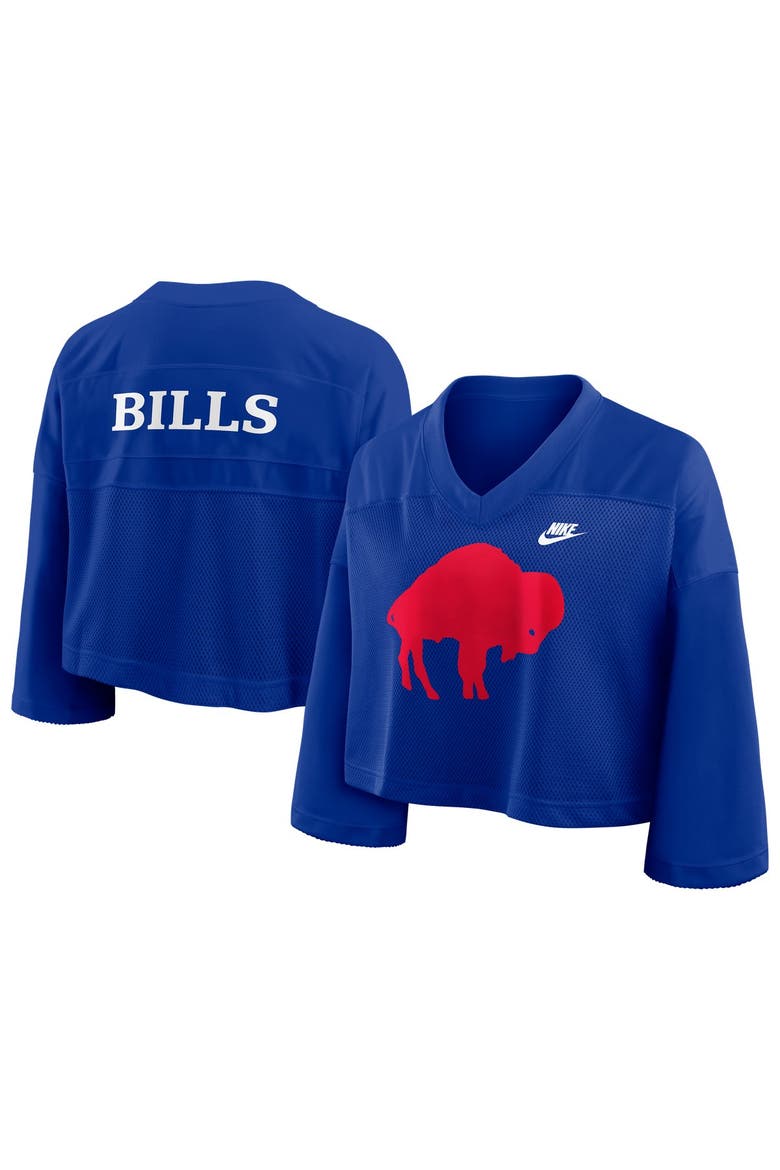 Women's Nike Royal Buffalo Bills Rewind Cropped Mesh Dri-FIT Fashion Jersey, Main, color, Royal