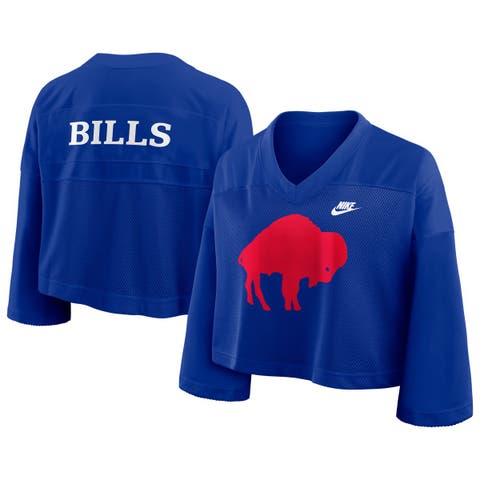 Women's Nike Royal Buffalo Bills Rewind Cropped Mesh Dri-FIT Fashion Jersey