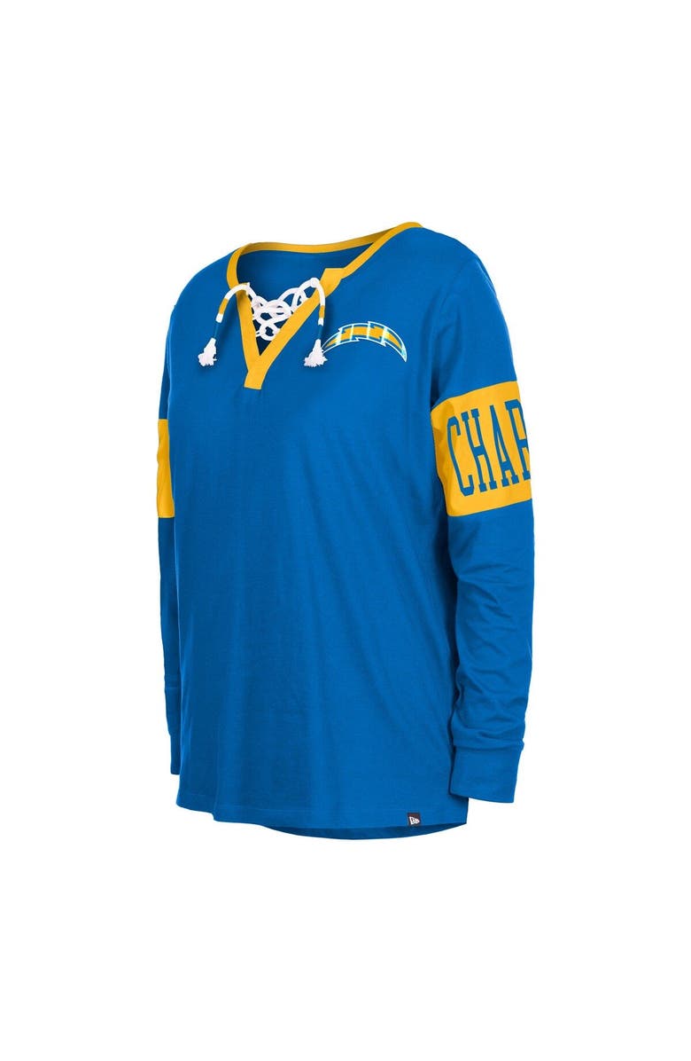 New Era Women's New Era Royal Los Angeles Chargers Lace-Up Notch Neck Long Sleeve T-Shirt, Alternate, color, Royal