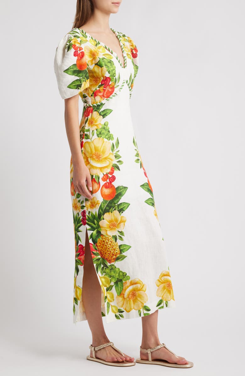 FARM Rio Picnic Flowers Linen Maxi Dress, Alternate, color, 