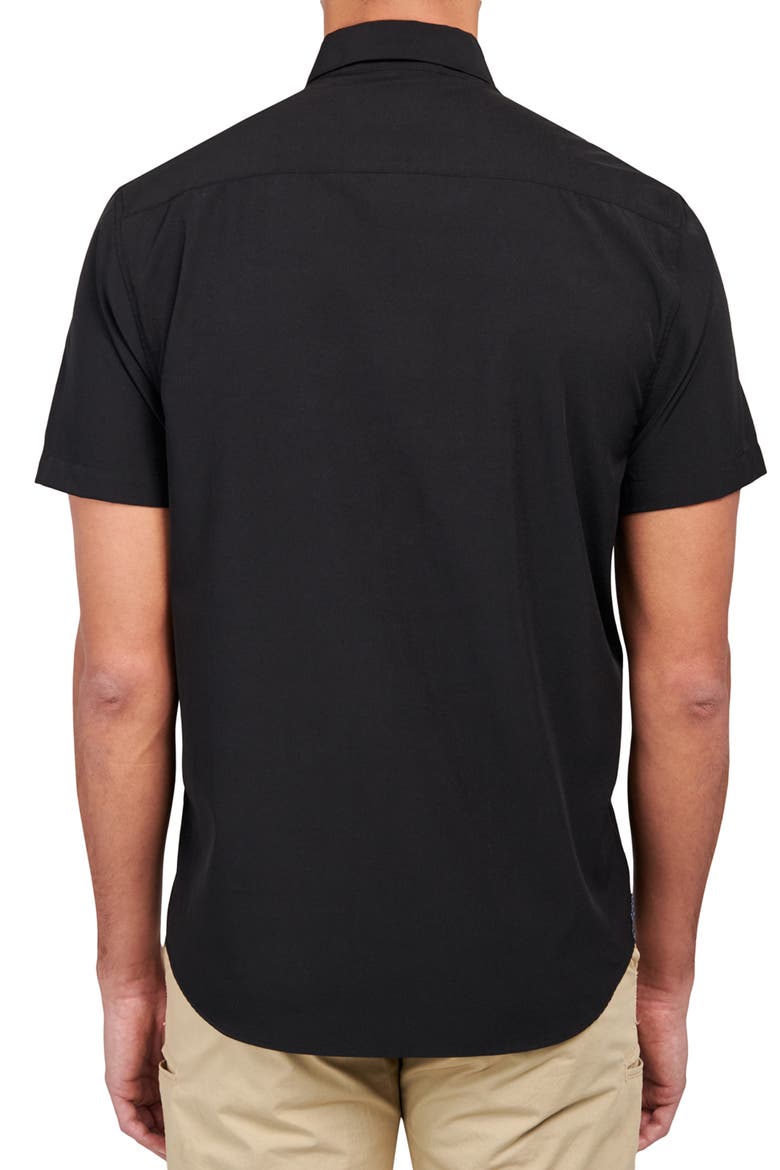 Slim Fit Solid 4-Way Stretch Performance Shirt, Alternate, color, BLACK