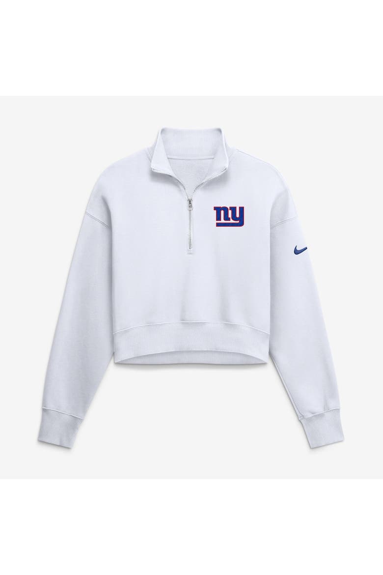 Women's Nike White New York Giants Oversized Phoenix Fleece Cropped Quarter-Zip Sweatshirt, Main, color, White