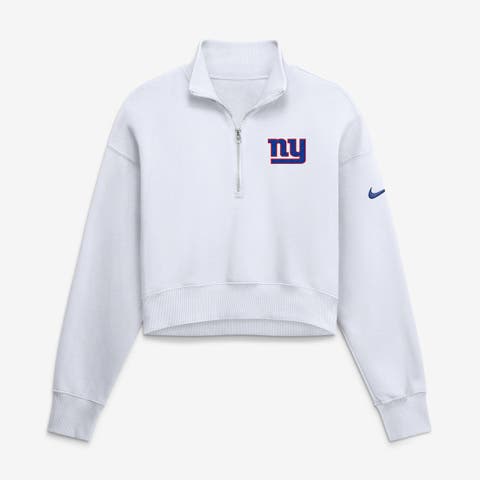 Women's Nike White New York Giants Oversized Phoenix Fleece Cropped Quarter-Zip Sweatshirt