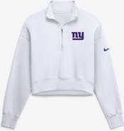 Nike Women's Nike White New York Giants Oversized Phoenix Fleece Cropped Quarter-Zip Sweatshirt