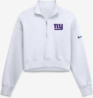 Nike Women's Nike White New York Giants Oversized Phoenix Fleece Cropped Quarter-Zip Sweatshirt