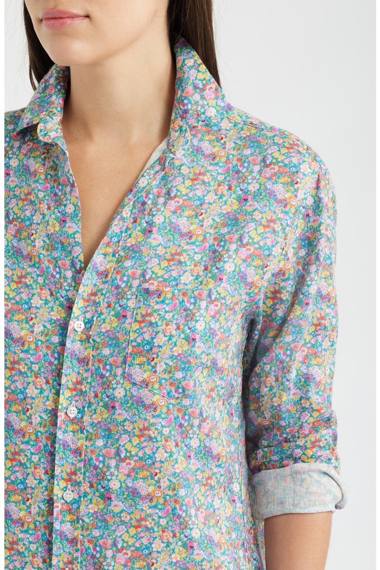 Mary Classic Long Sleeve Linen Shirtdress, Alternate, color, MULTICOLOR FLOWERS