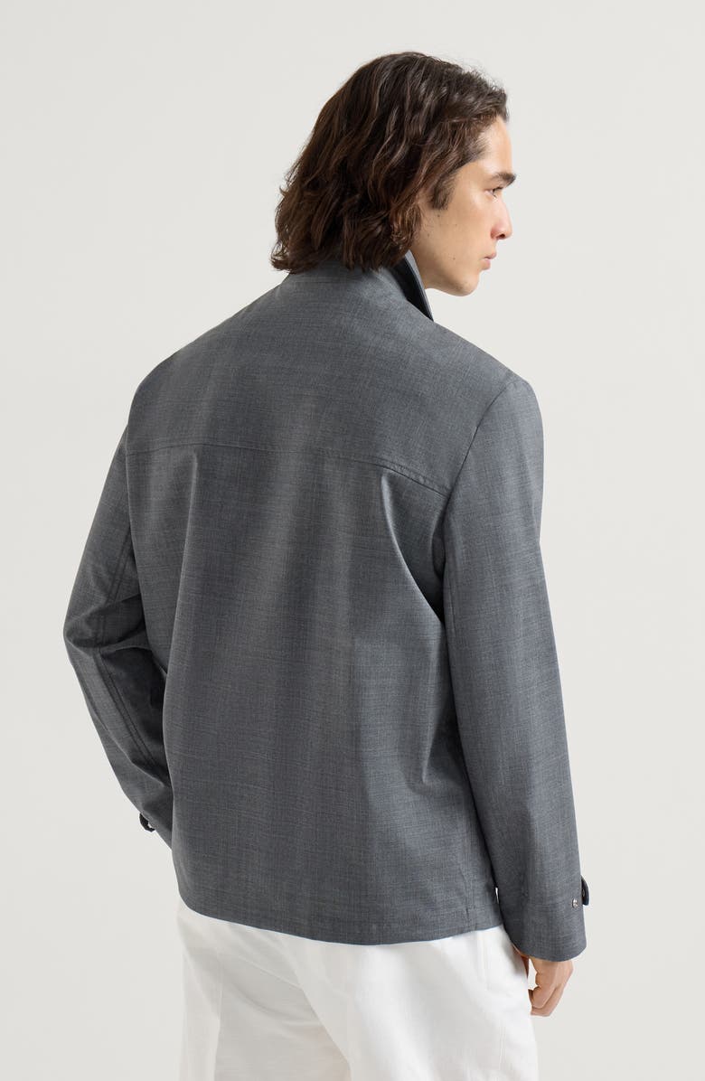 Brunello Cucinelli Bonded fresco field jacket, Alternate, color, Grey