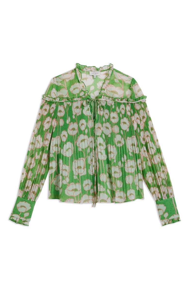 Ted Baker London Floral Micropleat Swing Top, Alternate, color, 