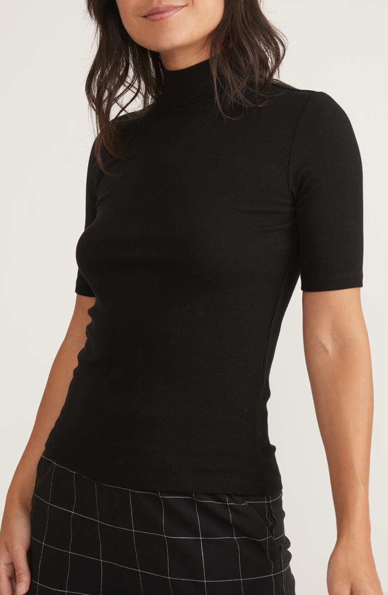 Marine Layer Lexi Short Sleeve Mock Neck Rib Top, Alternate, color, 