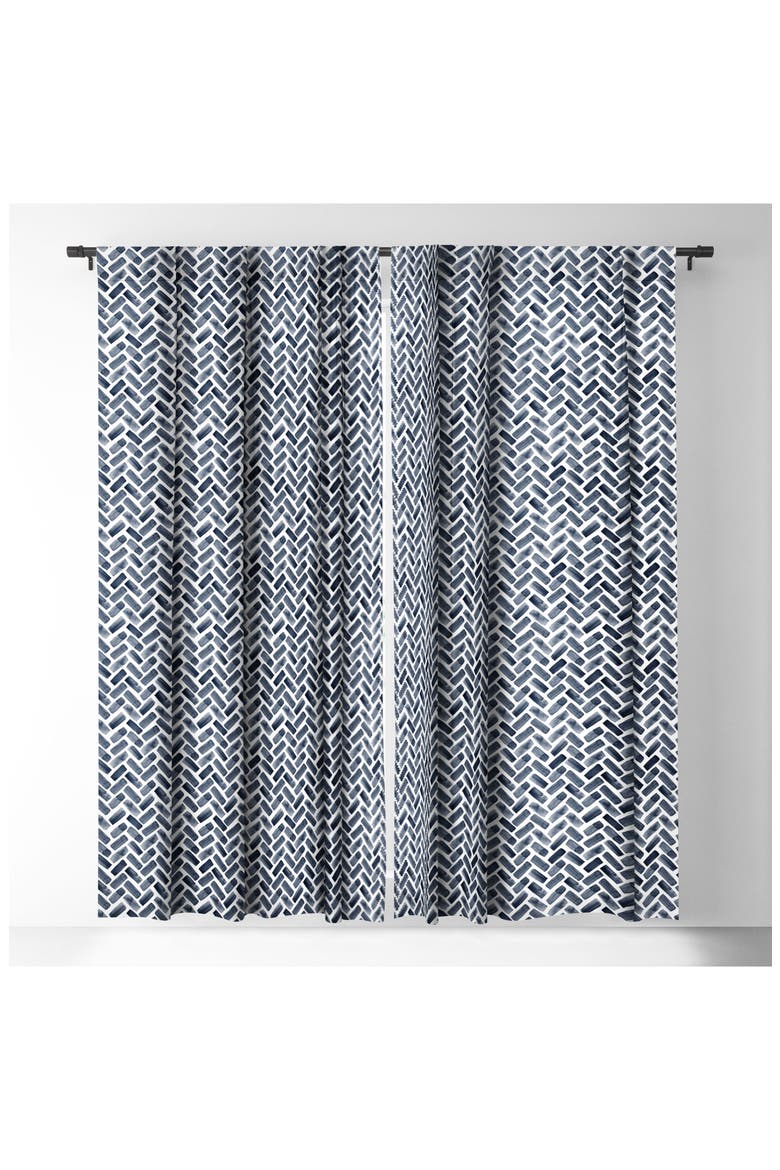 Little Arrow Design Co. Arcadia Herringbone Blackout Window Panel, Alternate, color, BLUE