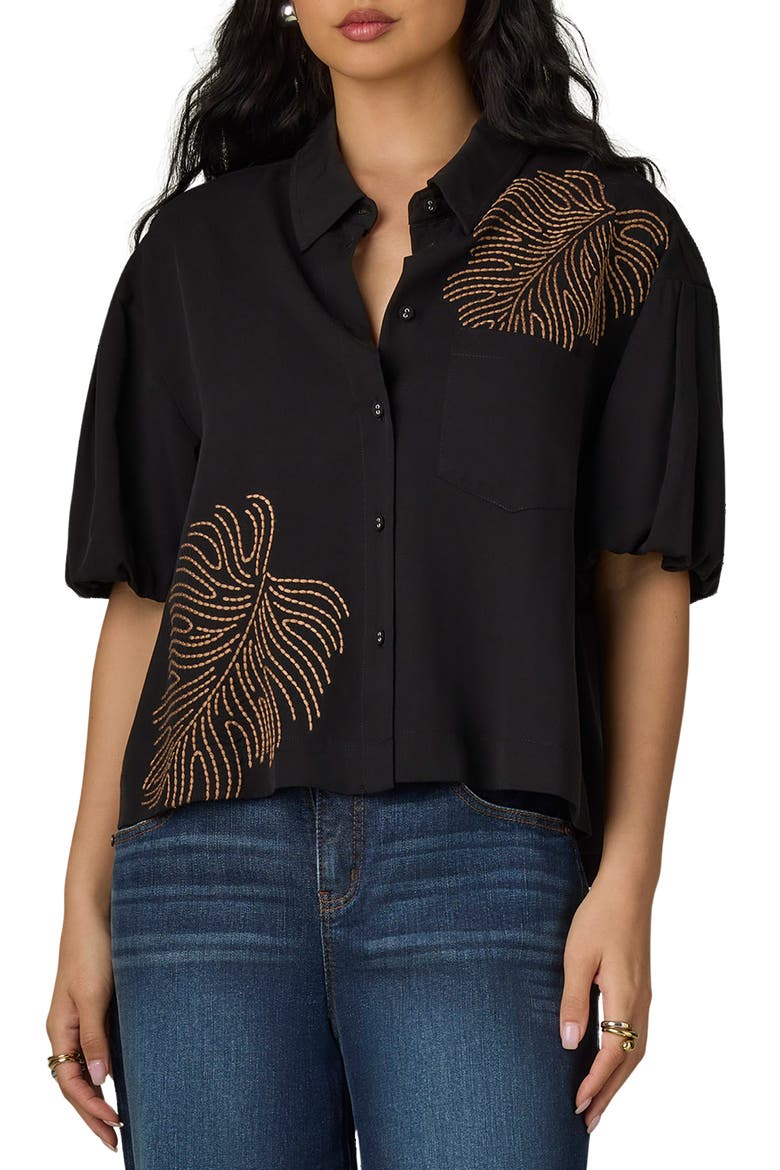 Drop Shoulder Bubble Sleeve Top, Main, color, BLACK