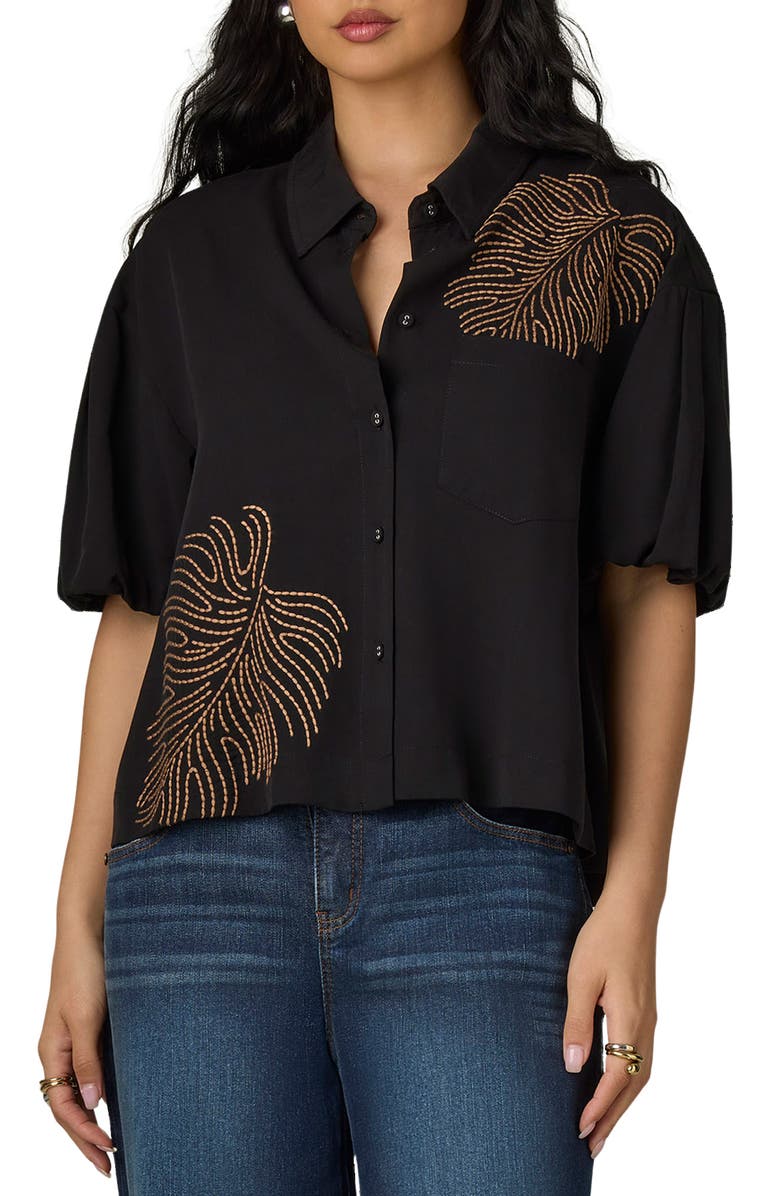 Wit & Wisdom Drop Shoulder Bubble Sleeve Top, Main, color, Black