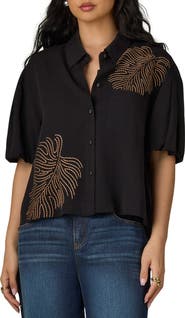 Wit & Wisdom Drop Shoulder Bubble Sleeve Top