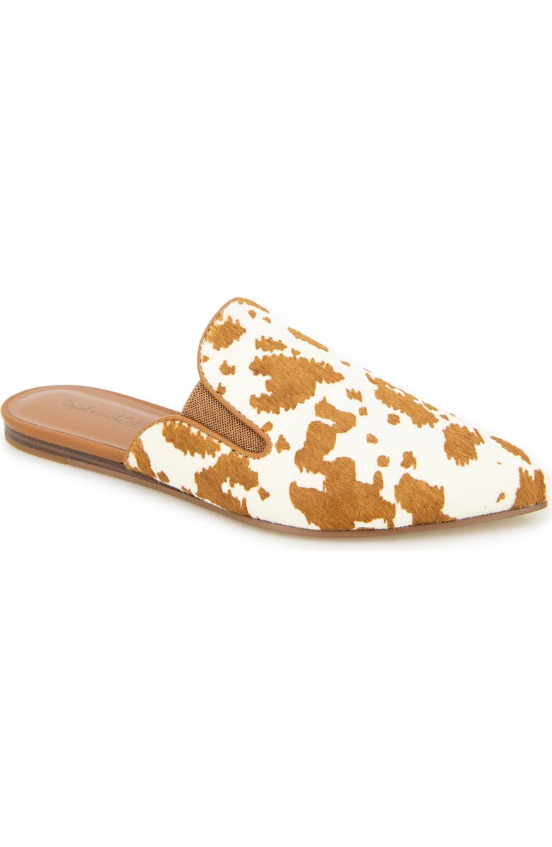 Splendid Liza Pointed Toe Mule, Main, color, Caramel Cow Print