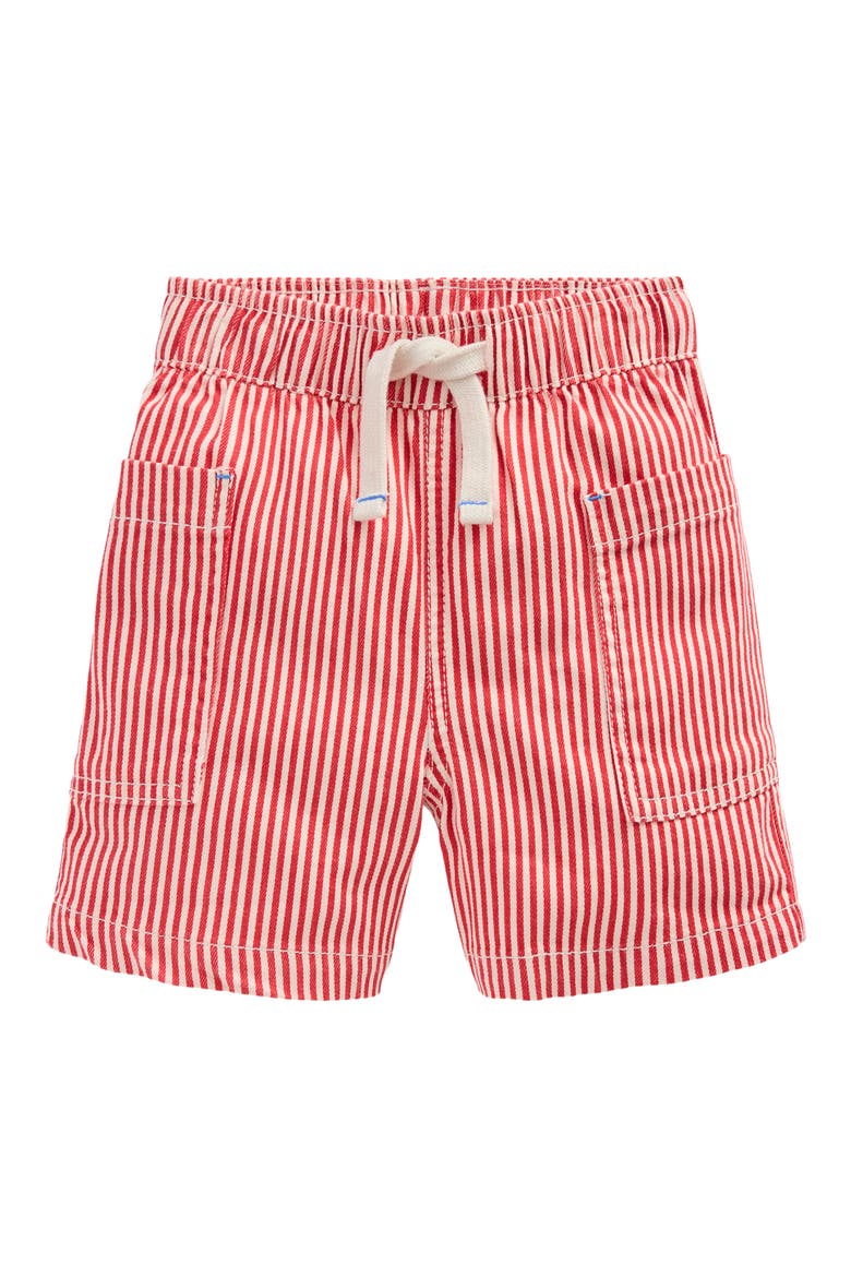 Kids' Stripe Stretch Cotton Shorts, Main, color, RED TICKING