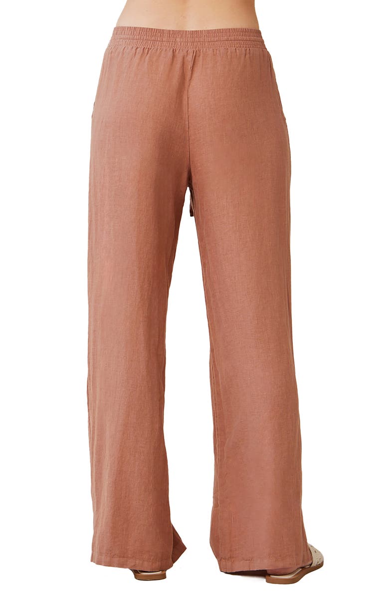 Bella Dahl Side Slit Wide Leg Linen Drawstring Pants, Alternate, color, 