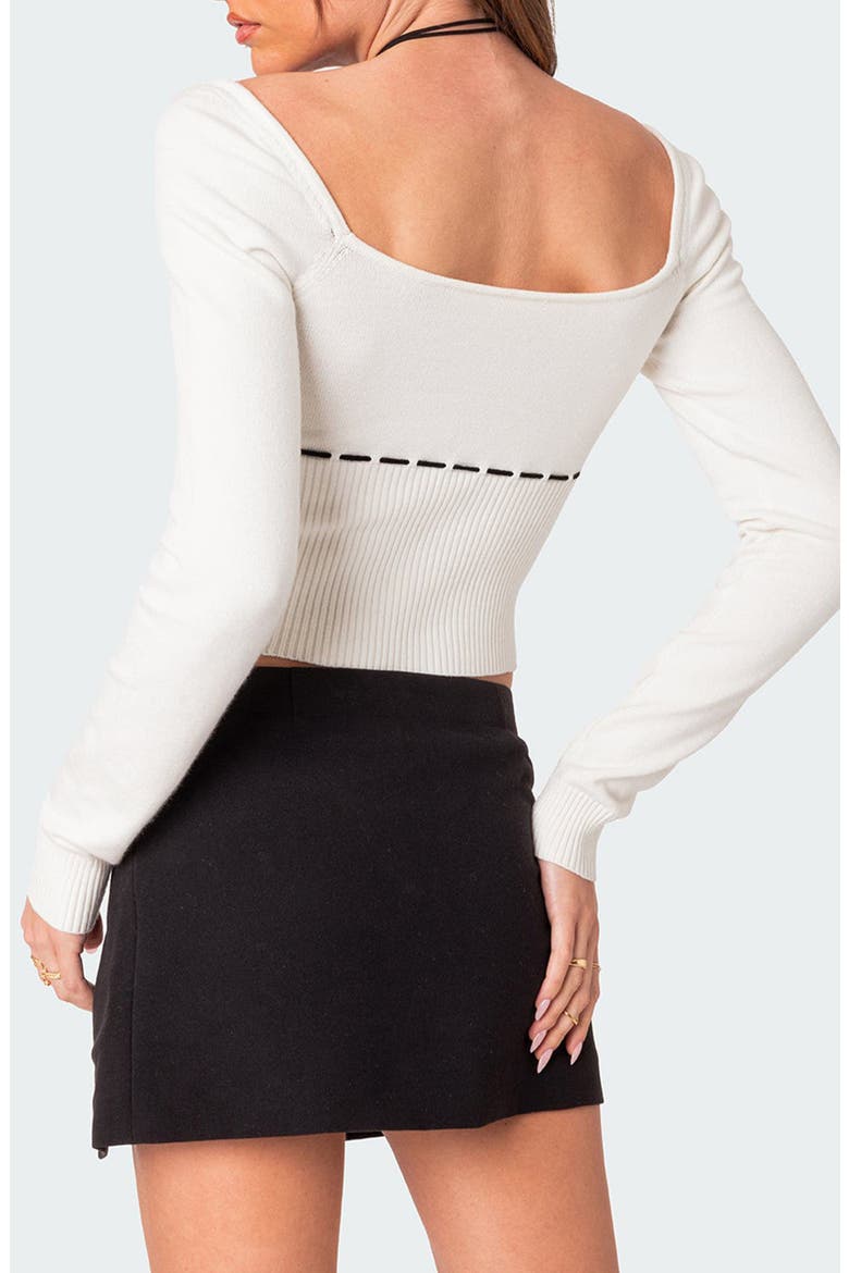 Natasha Long Sleeve Knit Crop Top, Alternate, color, WHITE