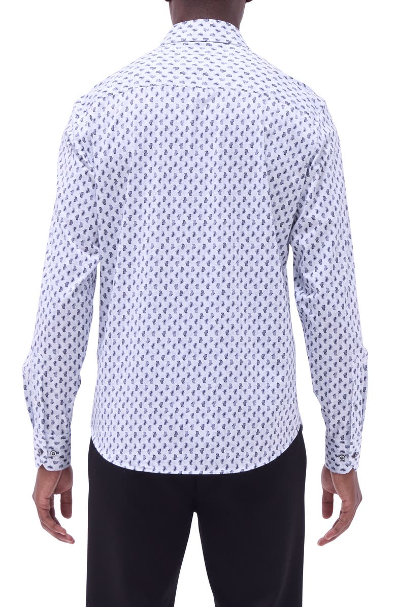 Bugatchi Jules OoohCotton<sup>®</sup> Paisley Button-Up Shirt, Alternate, color, Platinum