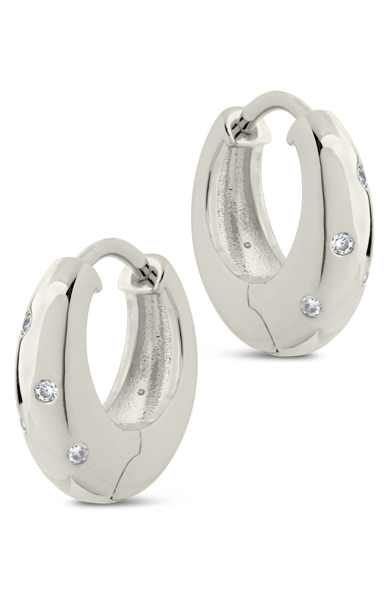 Sterling Forever Sierra CZ Hoop Earrings, Alternate, color, Silver